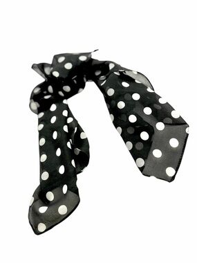 Polka Dot B + W Square Scarf 23.5” Y2K Bag Scarf Head Scarf Hair Tie Trendy